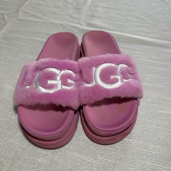 UGG Lavender Fluffy Slide Sandals - Picture 2 of 3